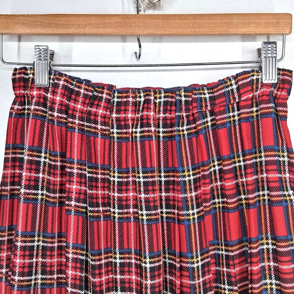 Marisa Christina Classics Vintage Rayon Plaid Floral Border Pleated Midi Skirt S - Picture 4 of 9